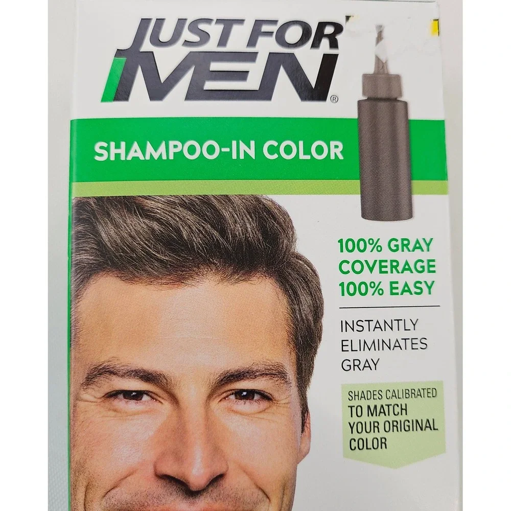 Just For Men Shampoo-In Color Dark Brown H-45 Gray Coverage 2 Pack Mens Hair Dye